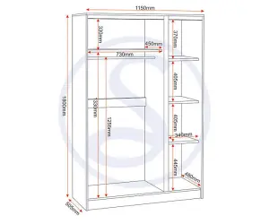 Malvern 3 Door Wardrobe in White Finish Hanging Rail and Shelving