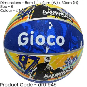 SIZE 6 Street Graffiti Rubber Basketball - Indoor & Outdoor Surfaces Playground