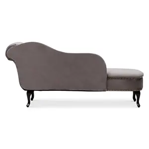 Left Hand Chaise Lounge in Velvet Dark Grey