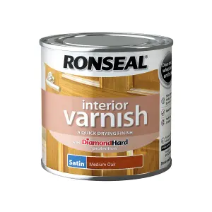 Ronseal Diamond hard Medium oak Satin Wood varnish, 250ml