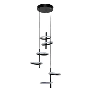 Inlight Belle Matt Acrylic & iron Black 6 Lamp LED Ceiling light