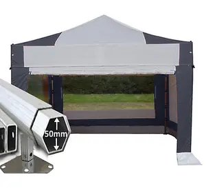 3m x 3m Extreme 50 Instant Shelter Pop Up Gazebos Frame, Canopy & Sides - Black/Silver