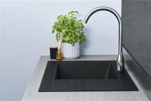 Liquida KAV860BL 1.0 Bowl Composite Reversible Black Kitchen Sink And Waste Kit