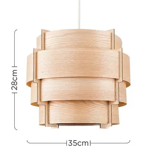 ValueLights Persia Brown Modern Wood Veneer Stepped Drum Ceiling Pendant Light Shades