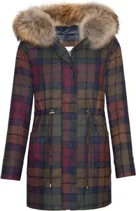 House Of Bruar Ladies Tweed Fox Fur Hood Coat