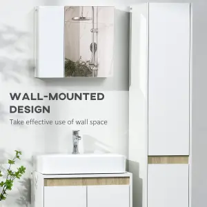 kleankin Bathroom Mirror Cabinet Wall Mounted Cupboard w/ Adjustable Shelf