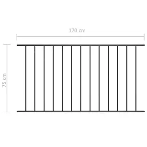 Berkfield Fence Panel Powder-coated Steel 1.7x0.75 m Black