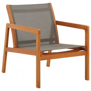 Berkfield Garden Lounge Chair Grey Solid Eucalyptus Wood and Textilene