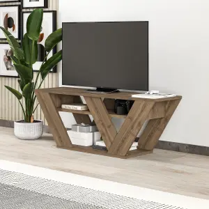 Decortie Pipralla Modern TV Stand Unit with Shelves for Up to 43" TVs Dark Oak Effect 110cm