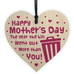 Red Ocean Funny Mothers Day Lockdown Gifts Novelty Gifts For Mum Wooden Heart Keepsake