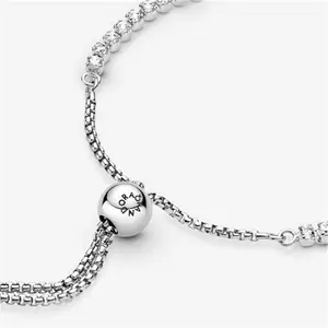 Pandora Sparkling Slider Tennis Bracelet - Silicone / Sterling Silver / Cubic Zirconia - Sz. 25 cm