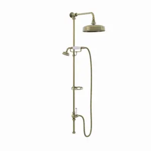 ENKI Downton Antique Brass Watercan Head Shower Riser Rail Kit RG046 200mm