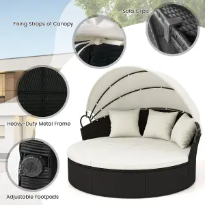 Costway Patio Round Wicker Daybed Clamshell Separated Seating Sectional Sofa