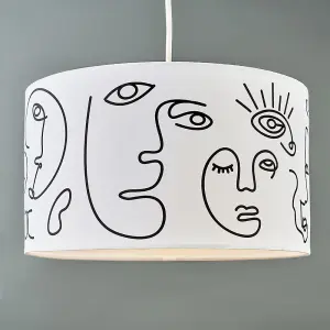 ValueLights Reni White Artistic Portrait Large Ceiling Pendant Light Shade