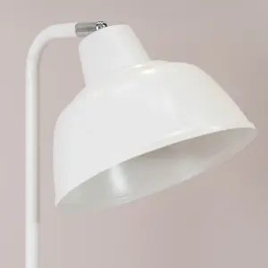 ValueLights Morris White Metal Stem Table Lamp with Angled Dome Shade for Living Room Bedroom office - LED Bulb Included