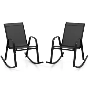 Costway Patio Rocking Chair Set of 2 Outdoor All-weather Metal Rockers