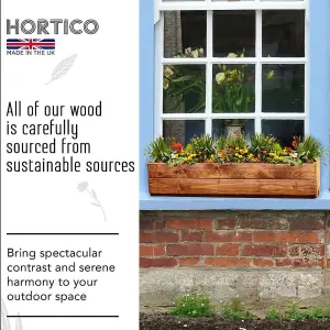 Set of 2 HORTICO™ Wooden Planter, 76cm Long Window Box, Garden Trough Planter, Outdoor Plant Pot Made in the UK H14 L76 W23 cm