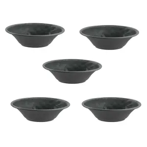 Purely Home Crackle Grey Melamine Low Bowls - Set of 5