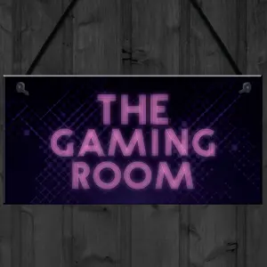 GAMING ROOM Sign Neon Effect Hanging Games Room Man Cave Bedroom Sign