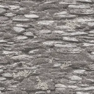 Galerie Evergreen Grey Rock Wall Smooth Wallpaper