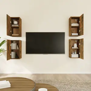 Berkfield TV Cabinets 4 pcs Smoked Oak 30.5x30x60 cm Engineered Wood