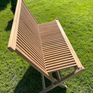 Folding Garden Bench Wooden - Solid Teak Wood - 2 Seater Garden Bench - 100cm