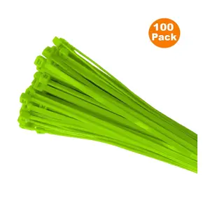 100 x Fluorescent Green Cable Ties 200 x 4.8mm / Extra Strong Zip Tie Wraps