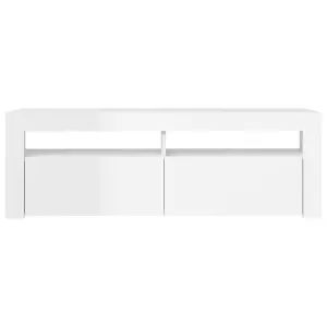 vidaXL TV Cabinet with LED Lights High Gloss White 120x35x40 cm