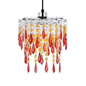 Innoteck Sunbeam Ceiling Chandelier Acrylic Light Shade With Sparkly Acrylic Droplets- Gradient Clear, Amber to Orange