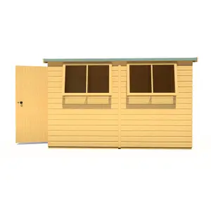 Shire Norfolk Workshop Pent Shed 10x6 Double Door 19mm Loglap Style A