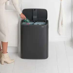 Brabantia Bo 30 Litre + 30 Litre Touch Bin with Two Inner Buckets Matt Black / 60