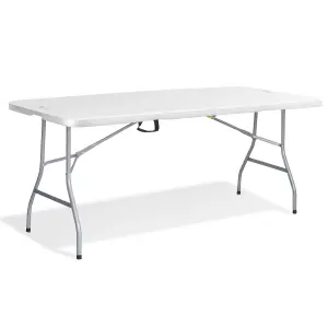 KEPLIN 6ft Folding Table with Spacious 180x70x74cm Tabletop, Sturdy Metal Frame, Waterproof, Portable, Foldaway