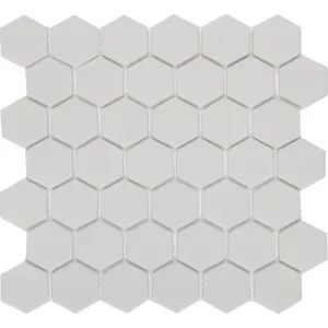 Plain White Frosted Matt Glass effect Plain Glass Mosaic tile sheet, (L)300mm (W)300mm