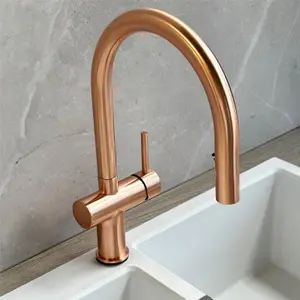 Liquida W19CP Single Lever Pull Out Head Copper Kitchen Mixer Tap