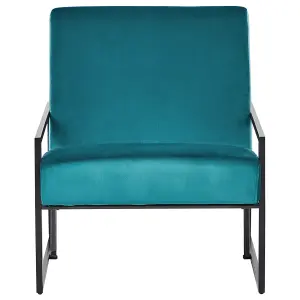 Beliani Modern Armchair DELARY Velvet Teal