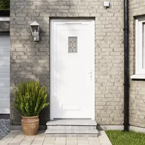 Fortia Curral Frosted Glazed White LH External Front Door set, (H)2085mm (W)920mm