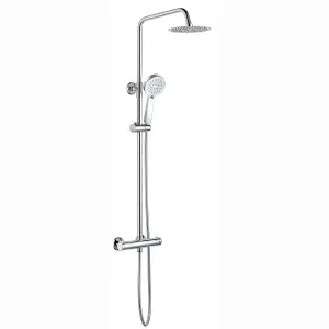 ENKI Dune Chrome Round Dual Thermostatic Handheld Shower Set 200mm