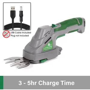 Gracious Gardens Cordless Handheld Hedge Trimmer 2 In 1 3V Li Ion Rechargeable Battery