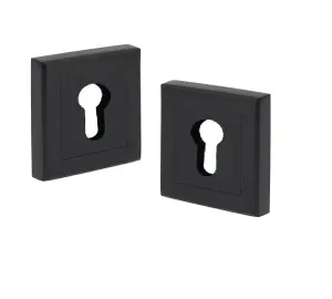 Key Hole on Square Rose Escucheon for Normal 3 Lever 5 Lever Lock Keys Matt Black Finish