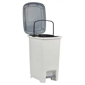 Esmerelda Plastic Pedal Lid Pedal Bin - 15.45L Light Grey/Beige