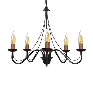 Luminosa Malbo Multi Arm Pendant Ceiling Light Black, Copper 60cm