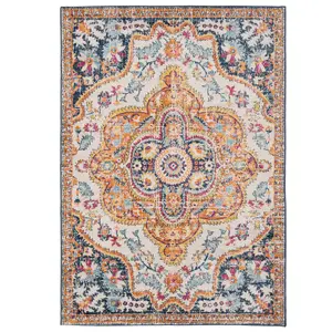 Fun Multicolour Central Floral Medallion Area Rug 200x290cm