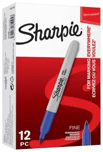 SHARPIE - Fine Bullet Tip Permanent Marker Pens - Pack of 12 (Blue)