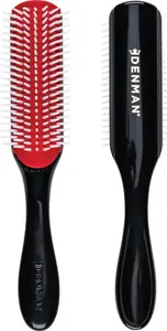 Denman Curly Hair Brush D3 (Black & Red) 7 Row Styling Brush For Detangling, Separating, Shaping And Defining Curls - For Women And Men