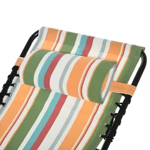 Outsunny Folding Sun Lounger Beach Chaise Chair Garden Reclining Cot Camping Hiking Recliner with 4 Position, Multicolored