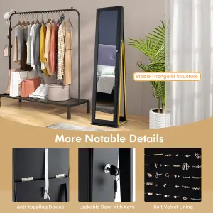 Costway 3-in-1 Jewelry Cabinet Full-Length Mirrored Jewelry Armoire Storage Organizer