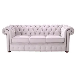 Chesterfield 3 Seater Shelly Blossom Leather Sofa Bespoke In Classic Style