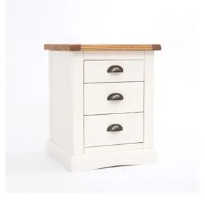 Cosenza 3 Drawer Bedside Table Brass Cup Handle