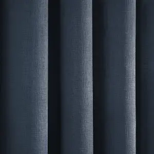 Strata Navy Triple-Woven Dimout Eyelet Curtains