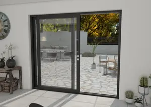 Green & Taylor Black Aluminium External Sliding Doors - LH Sliding / RH Fixed - 2390 x 2090mm (WxH)